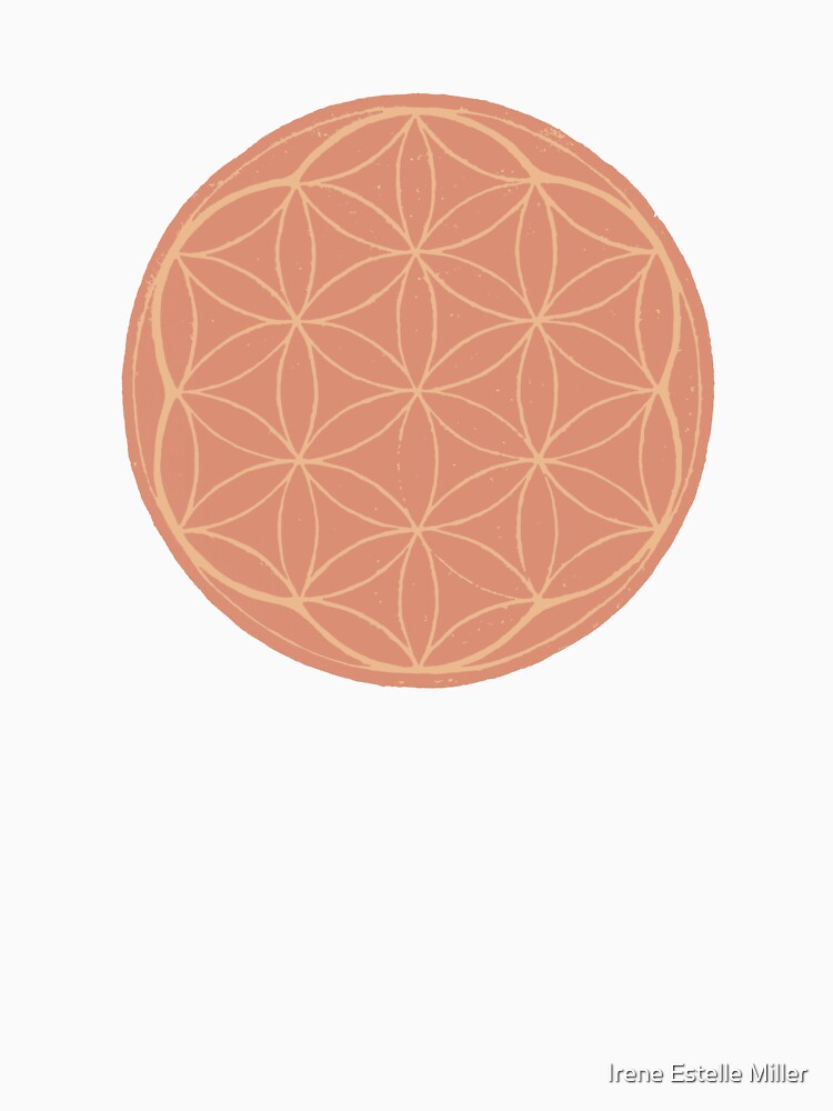 Flower of Life Linocut - Coral + Melon by Irene Estelle