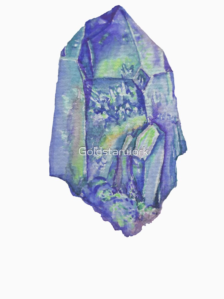 Blue Aqua aura quartz painting. Blue watercolour healing crystal by Goldstarwork