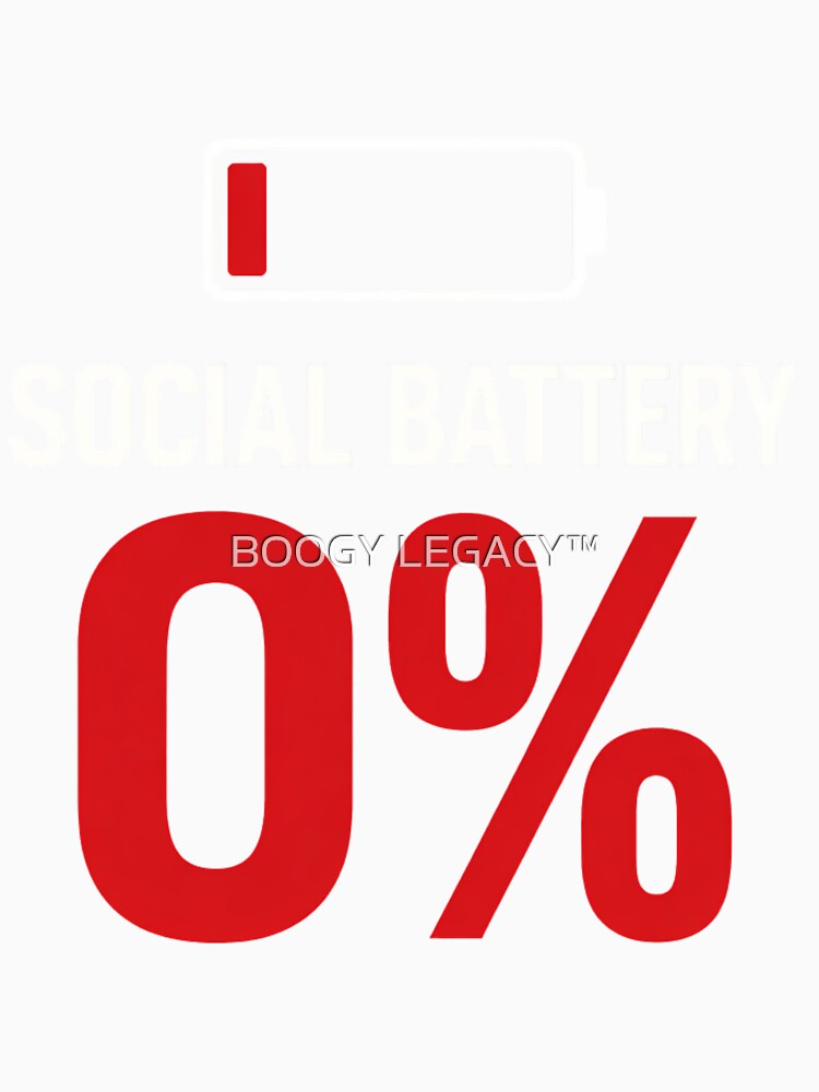 Social Battery 0% – Introvert Humor Minimalist Funny Low Energy Shirt by BOOGY LEGACY™