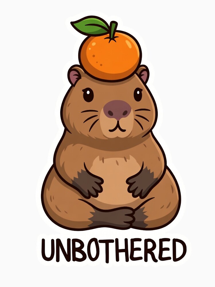 Unbothered Capybara Zen Mode - Funny Chill Animal With Orange by GeniePixel