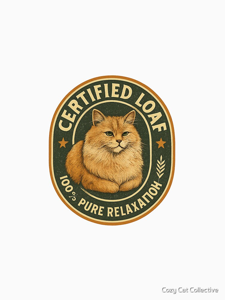 Certified Loaf Cat – 100% Pure Relaxation Vintage Cat T-Shirt by Cozy Cat Collective