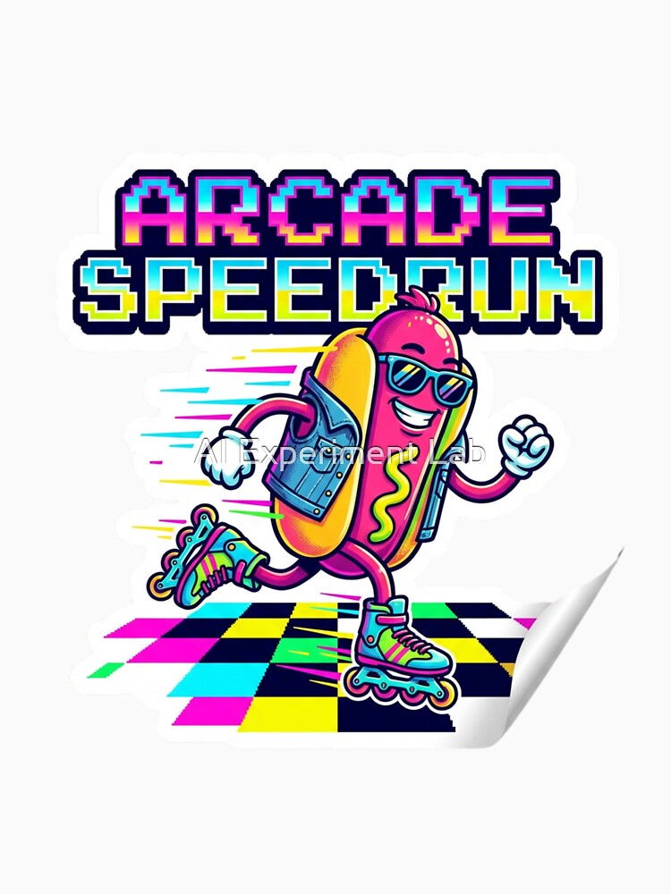 Arcade Speedrun Hot Dog - 90s Retro Mascot by AI Experiment Lab