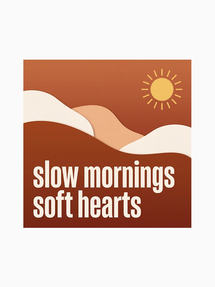 Slow Mornings Soft Hearts – Warm Minimalist Spiritual Typography Design by CosmicQuietStudio