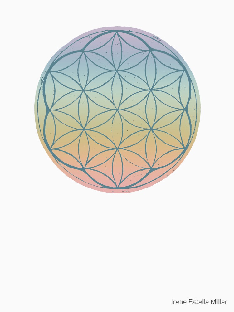 Flower of Life Linocut - Rainbow Sorbet + Peacock by Irene Estelle