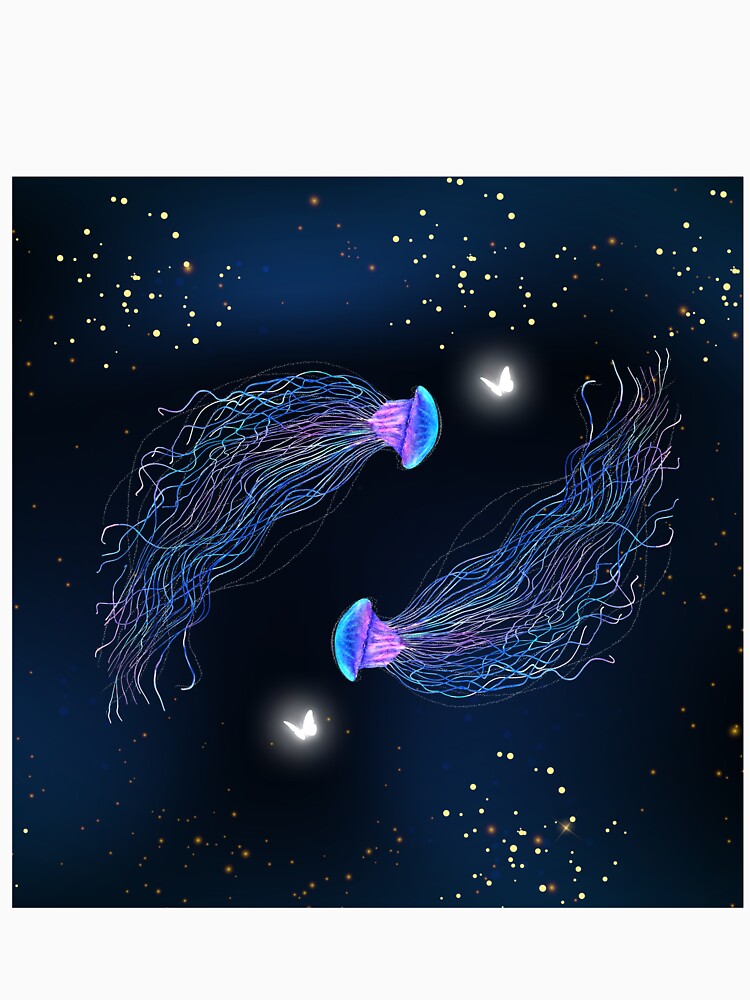 Celestial Jellyfish – Cosmic Ocean Fantasy Glow Art by PratikG24