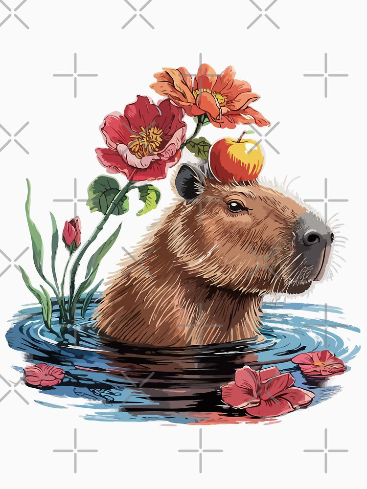 Serene Floral Water Rodent by Emegan Print Art
