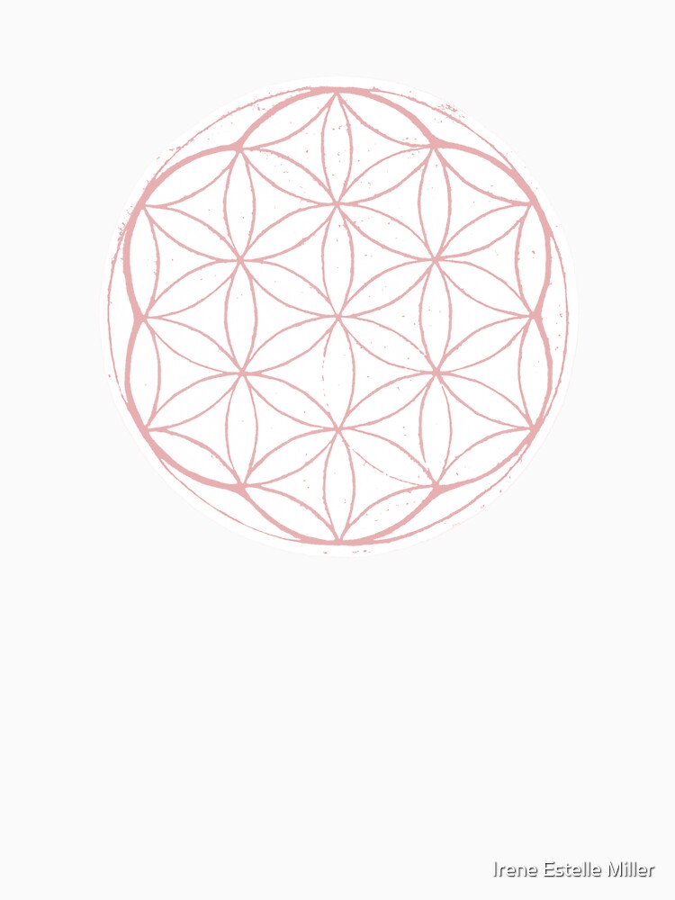 Flower of Life Linocut - Snow + Rose by Irene Estelle