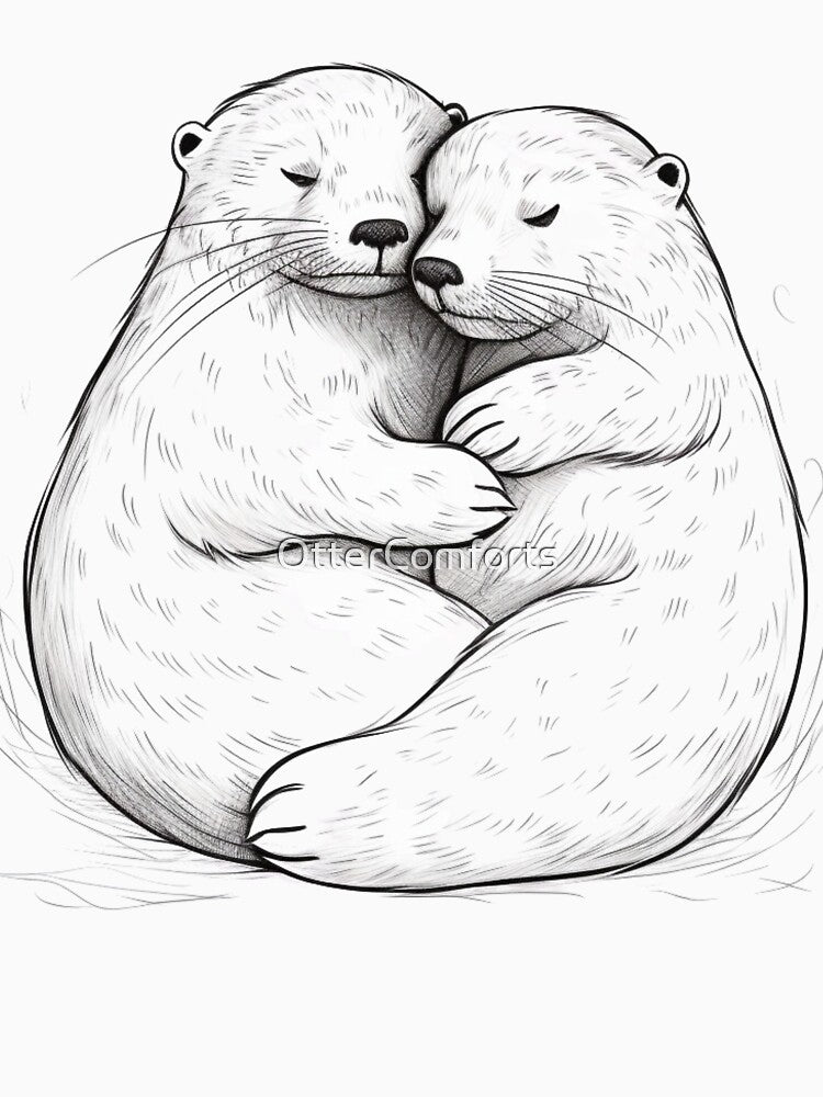 Otter Couple cuddle by OtterComforts