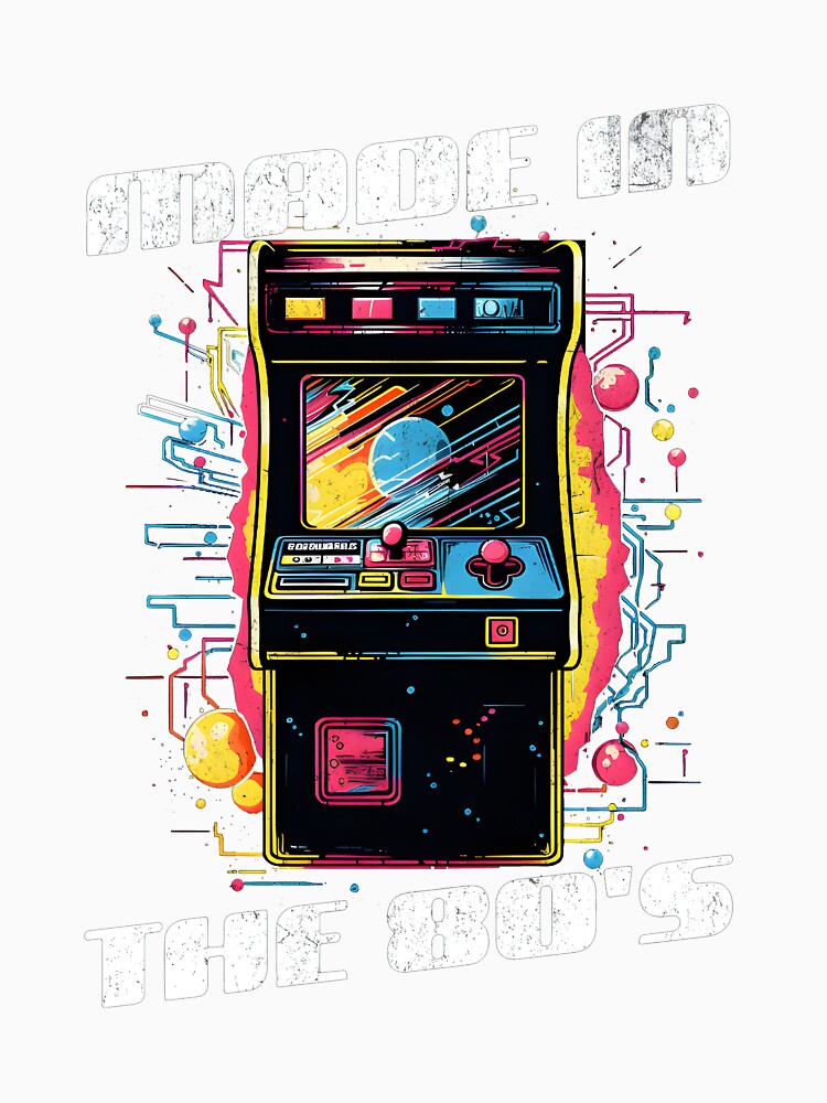 Made in the 80's Retro Video Game Arcade Cabinet Classic Illustration by retroman78