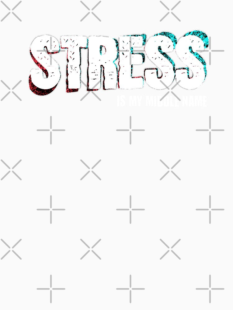 Stress Is My Middle Name Red and Blue Glitch Typography Design by MoeTiff