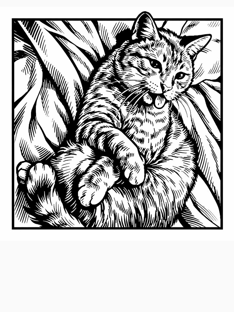Derp Tabby Cat Lounging Comic Art Print by ShopCatLife