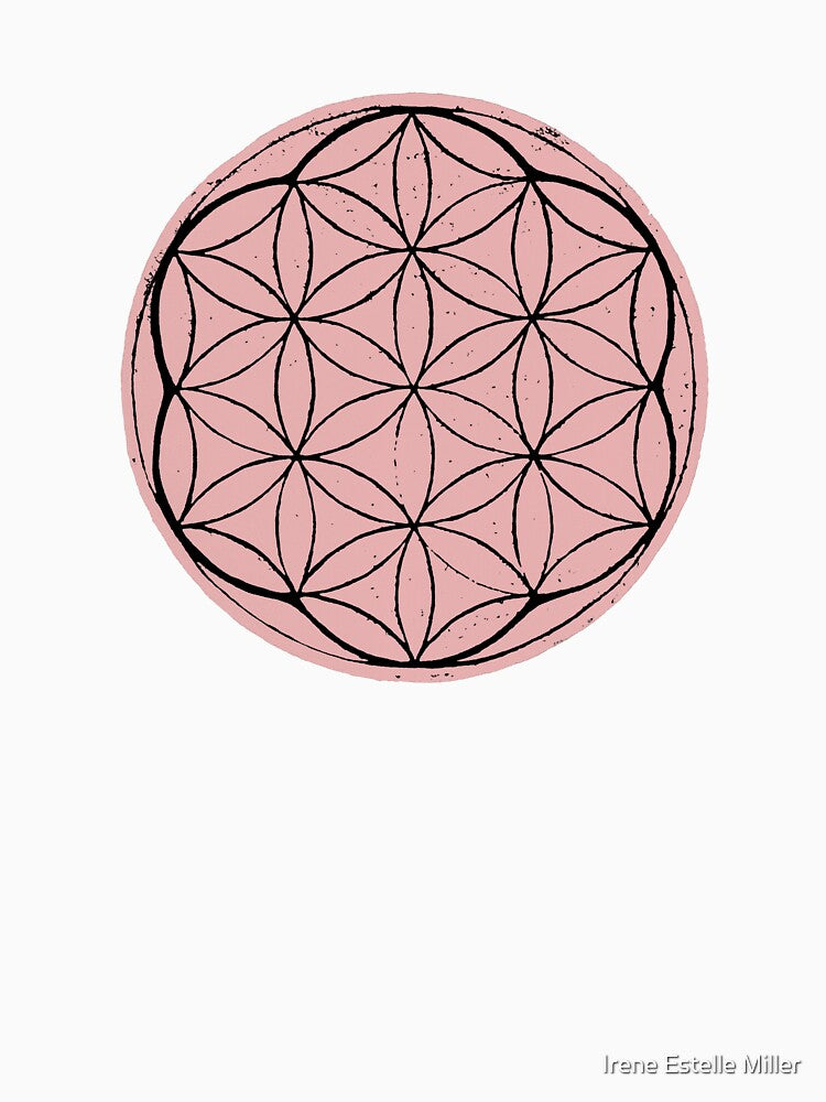 Flower of Life Linocut - Rose + Coal by Irene Estelle