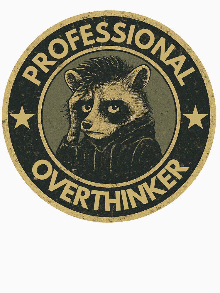 Professional Overthinker Raccoon Badge by TytherleyTees