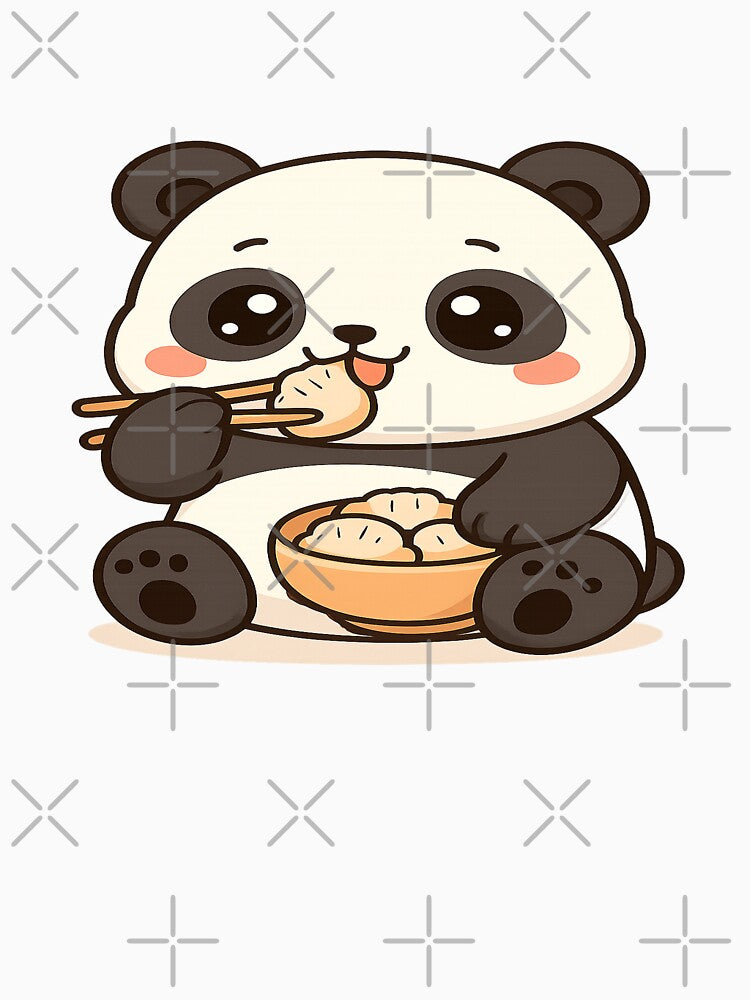 Happy Panda Eating Dumplings by mbmstores