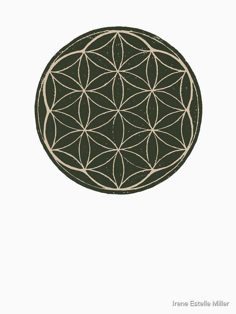 Flower of Life Linocut - Pine + Dove by Irene Estelle