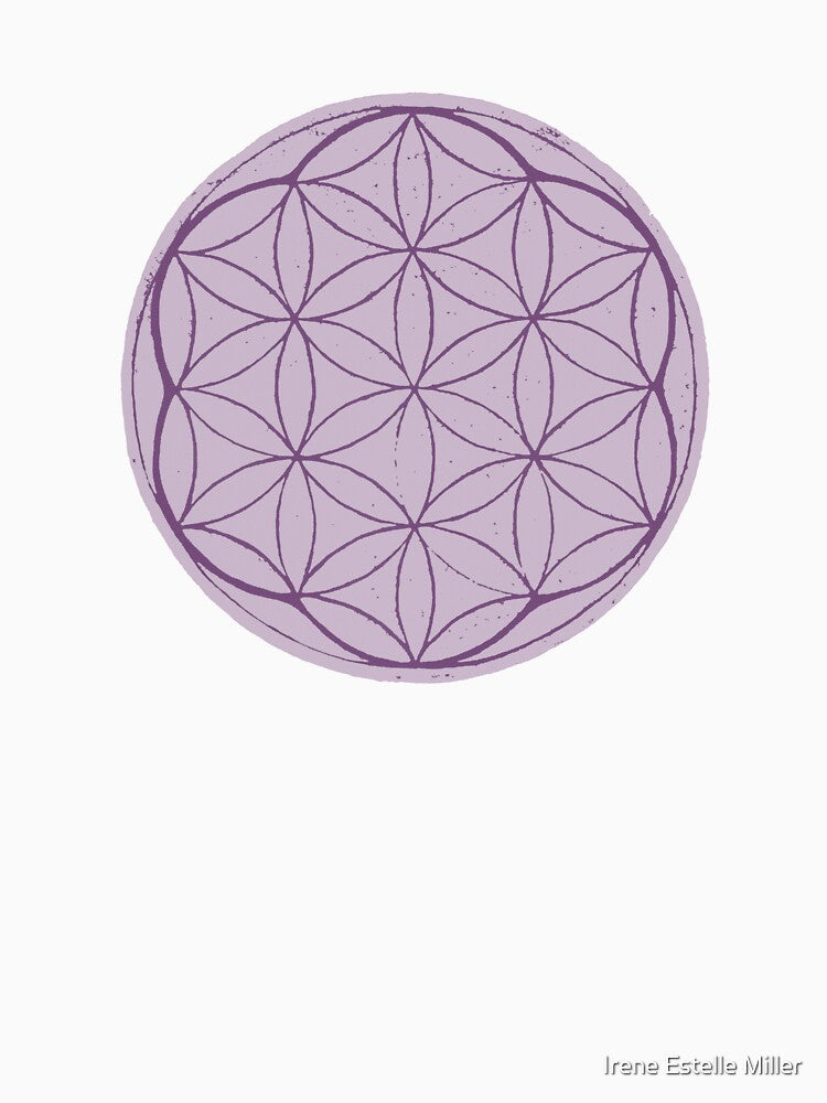Flower of Life Linocut - Dust + Plum by Irene Estelle