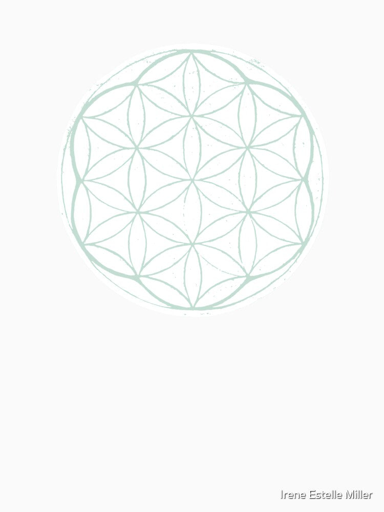 Flower of Life Linocut - Snow + Mint by Irene Estelle