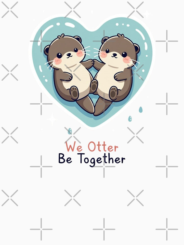 Adorable Otter Couple- Love Heart Water Animal Pun by GrumpySableye
