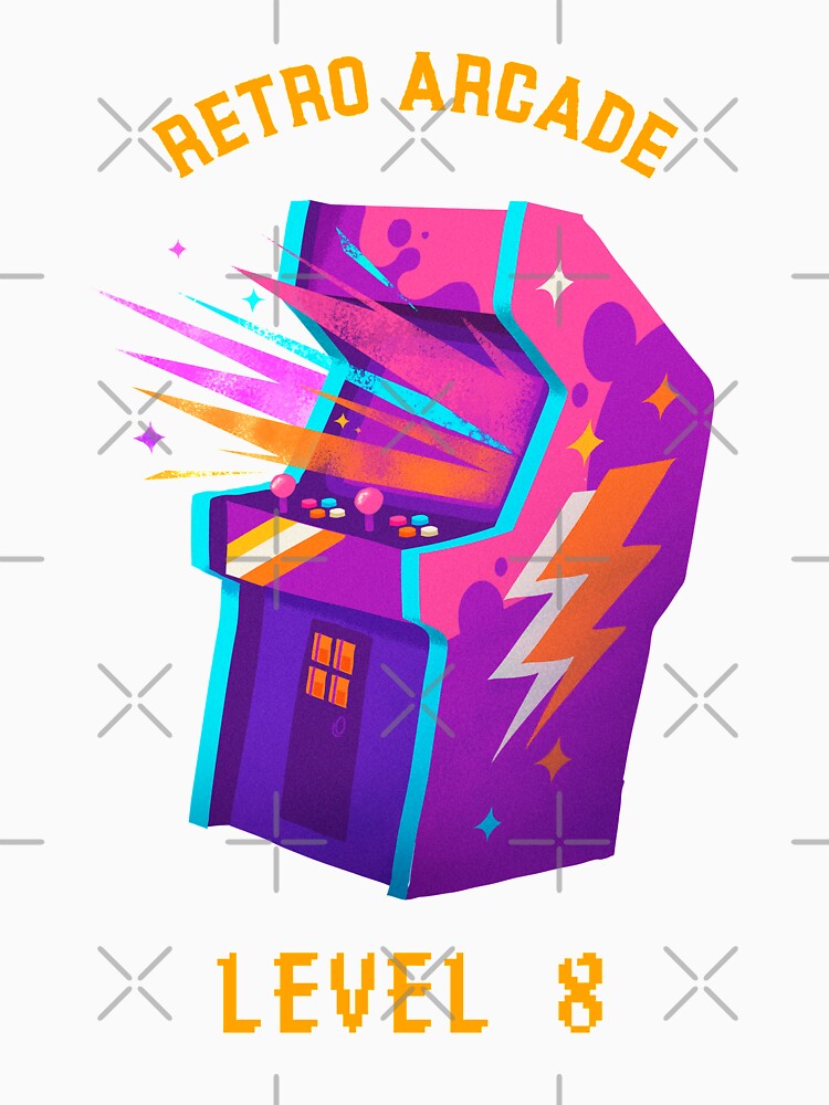 RETRO ARCADE LEVEL 8 CLASSIC GAMING MACHINE by MerchByCraig
