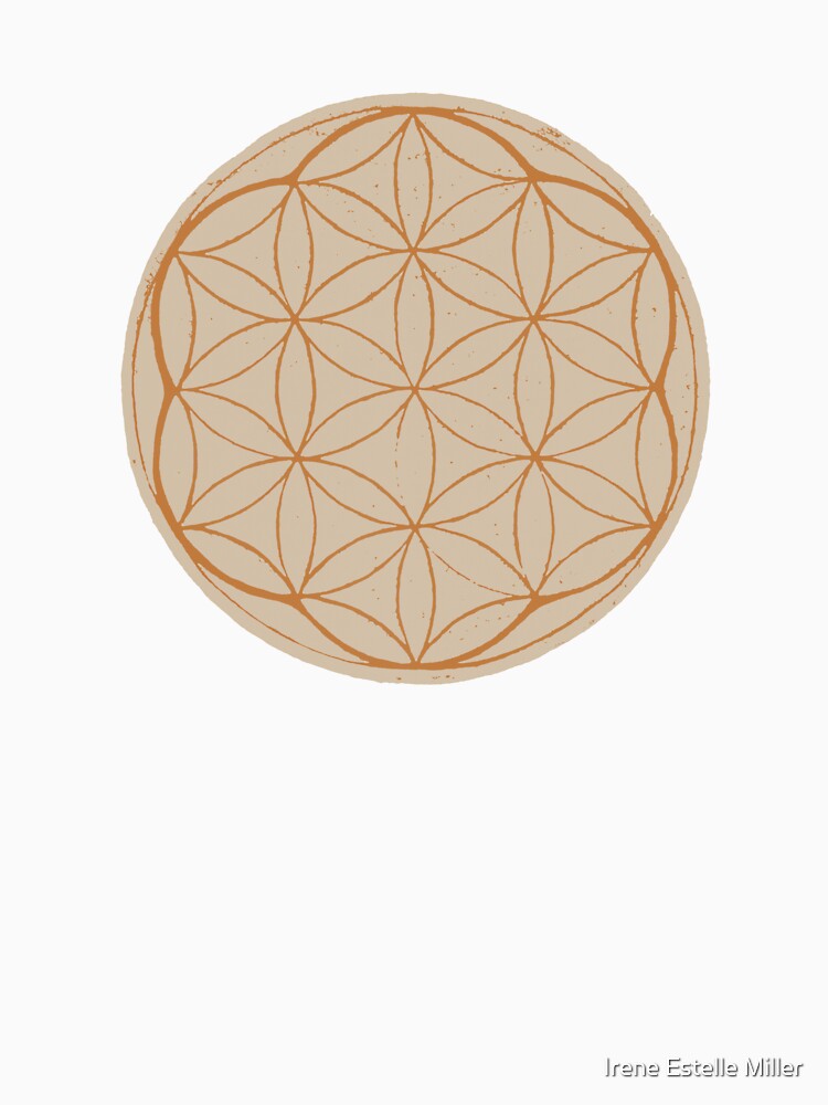 Flower of Life Linocut - Dove + Rust by Irene Estelle