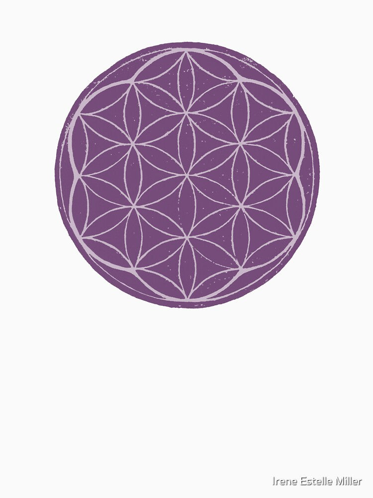 Flower of Life Linocut - Plum + Dust by Irene Estelle