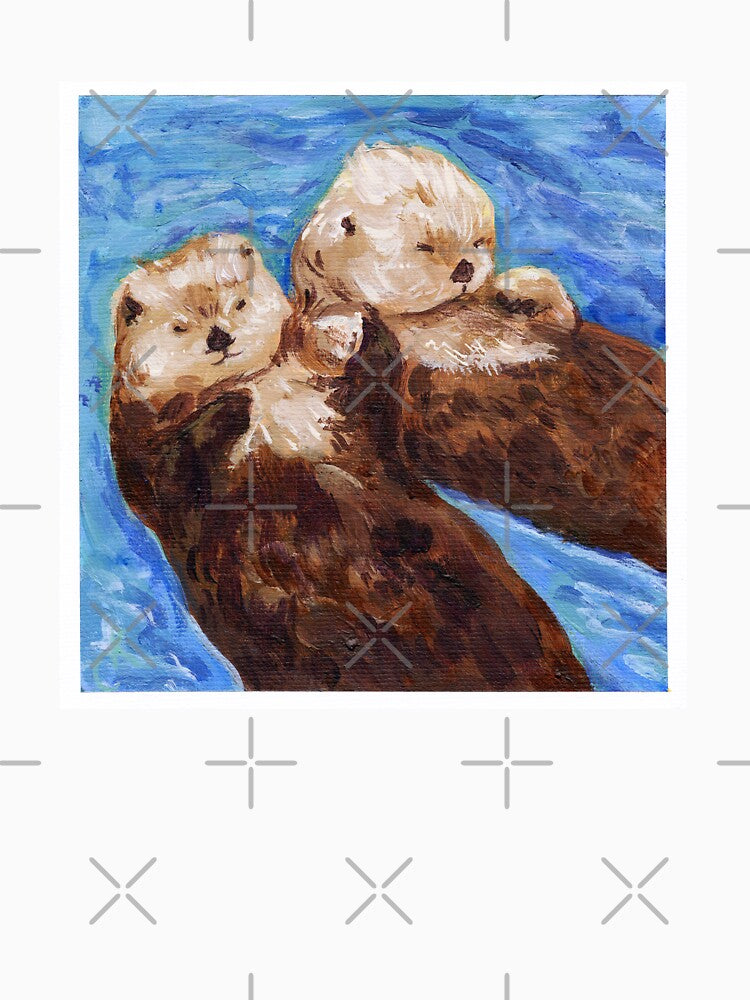Cute Happy Otters Acrylic Painting | Animal Lovers by JoyfulStarArt