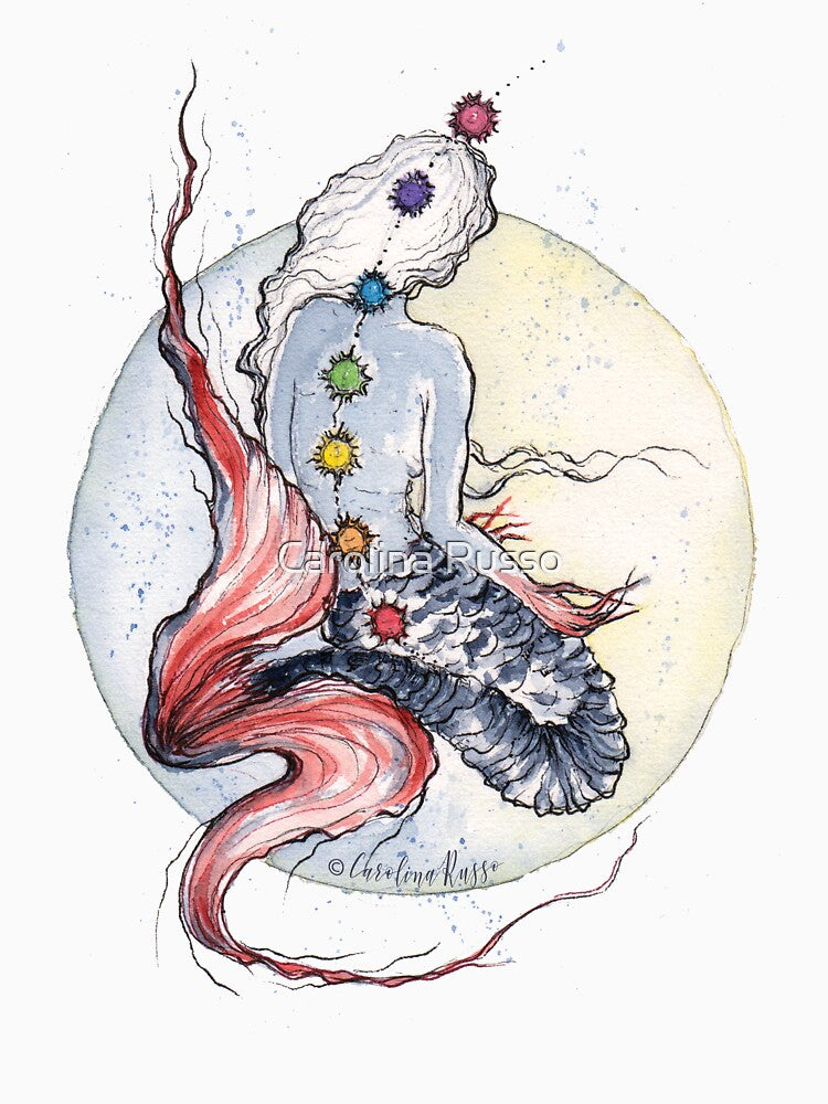 Mermaid Watercolor Painting by Carolina Russo