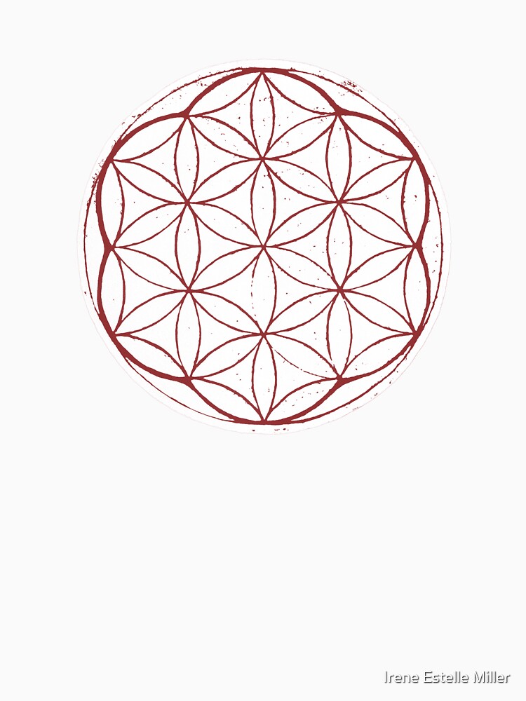 Flower of Life Linocut - Snow + Ruby by Irene Estelle