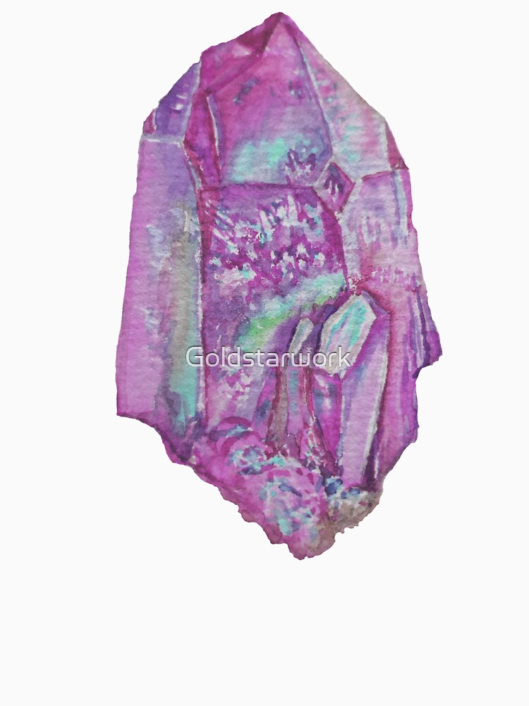 Pink Quartz Crystal painting. Pink watercolour healing crystal by Goldstarwork
