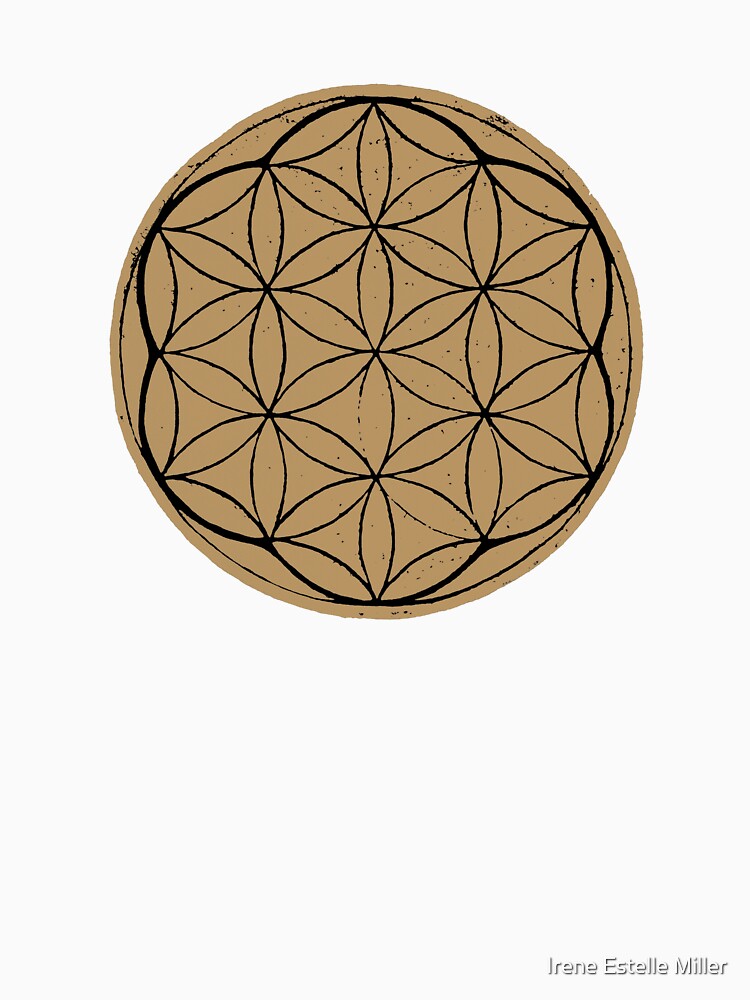 Flower of Life Linocut - Fawn + Coal by Irene Estelle