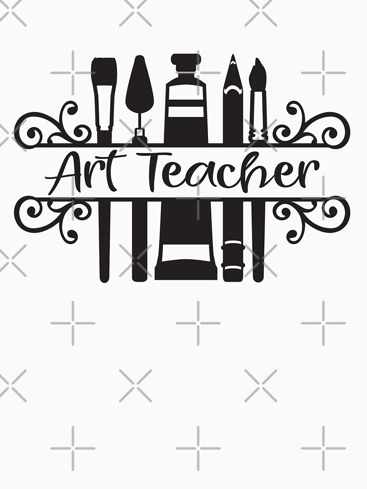 Art Teacher with Art Supplies and Fancy Script Font by Sam Morrison