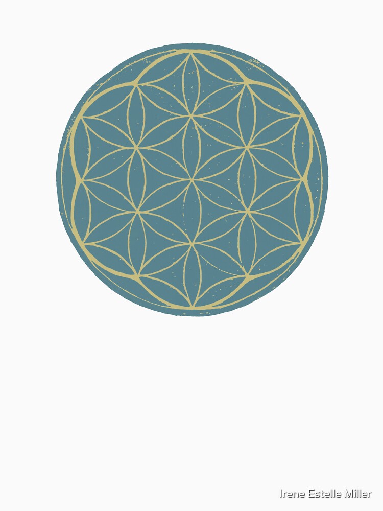 Flower of Life Linocut - Peacock + Gold by Irene Estelle