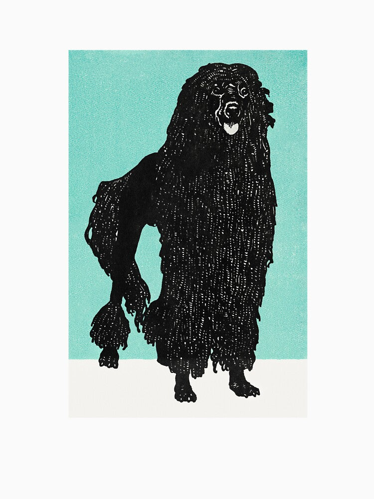 Black Poodle Dog Blockprint Poster by Old Soul Vintage