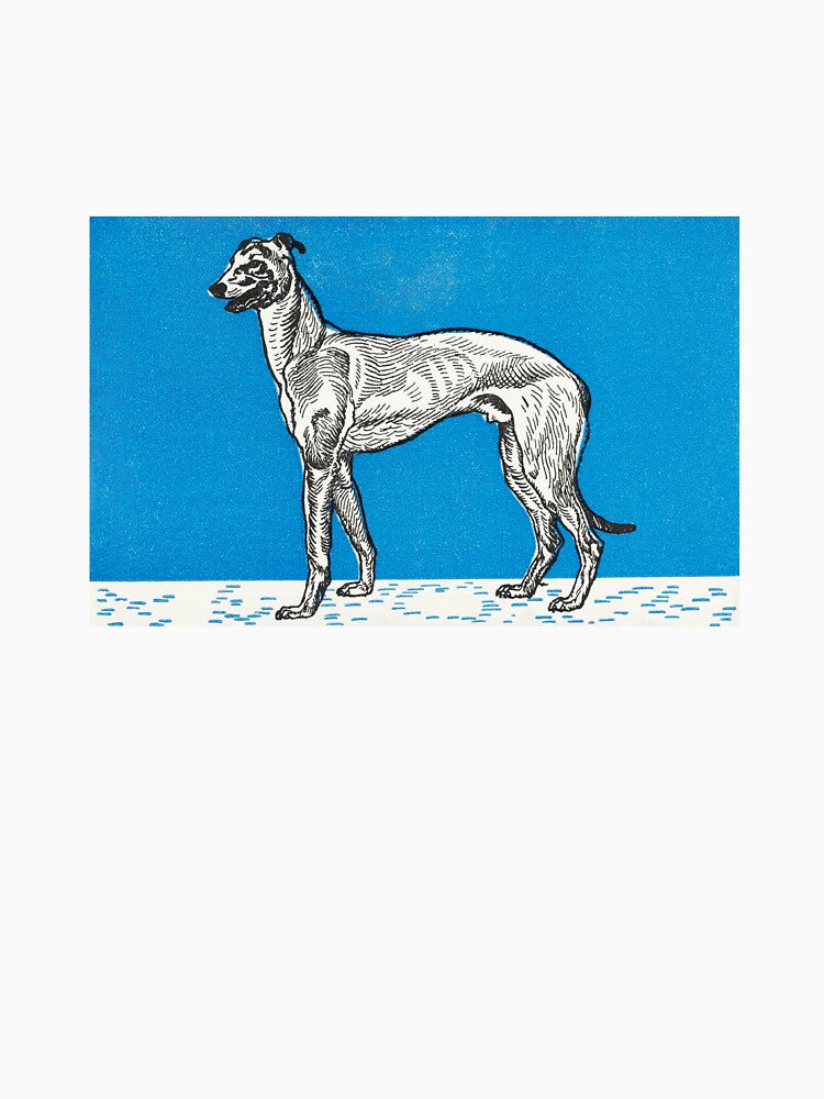 Greyhound Dog Blue Blockprint Poster by Old Soul Vintage