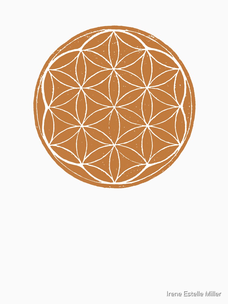 Flower of Life Linocut - Rust + Snow by Irene Estelle
