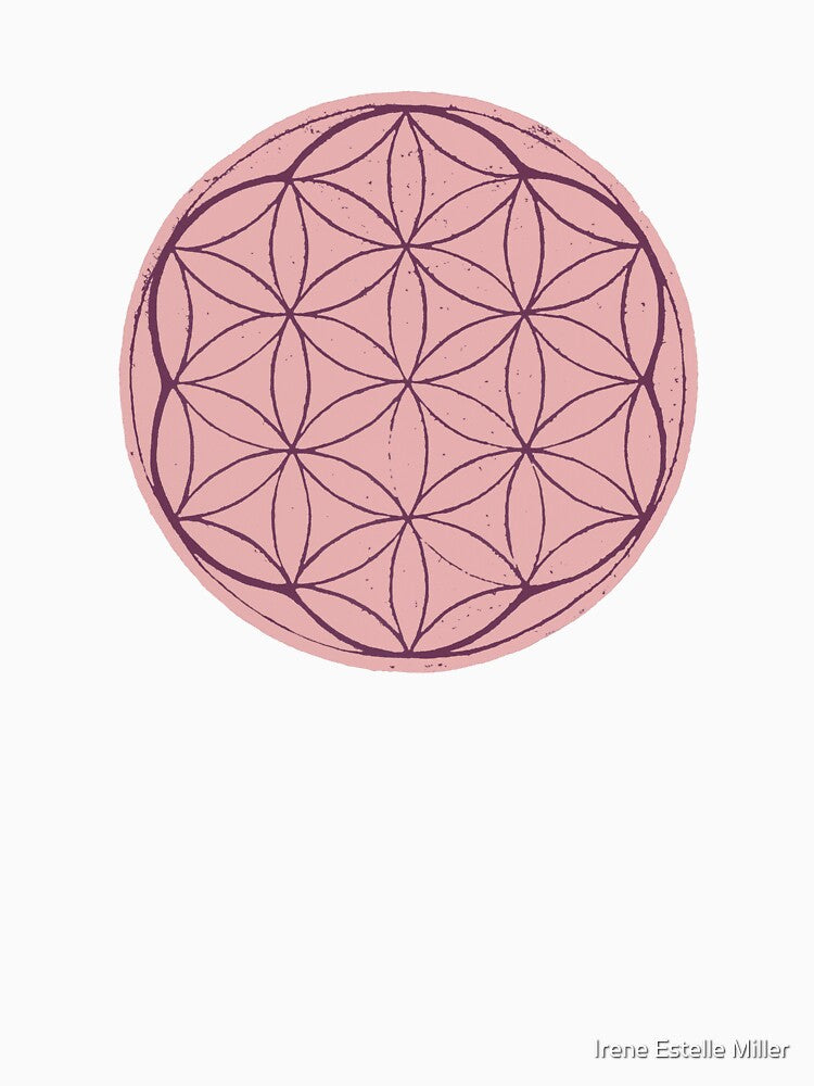Flower of Life Linocut - Rose + Beet by Irene Estelle
