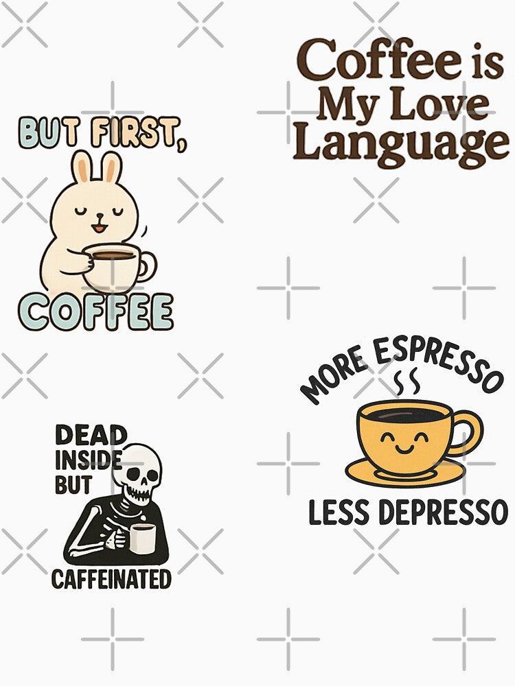 Funny Coffee Quotes Sticker Set – Sassy, Caffeinated & Cute by Created by Aia