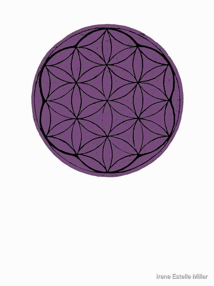 Flower of Life Linocut - Plum + Coal by Irene Estelle