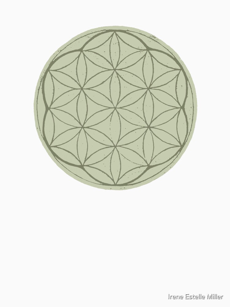 Flower of Life Linocut - Tea + Sage by Irene Estelle