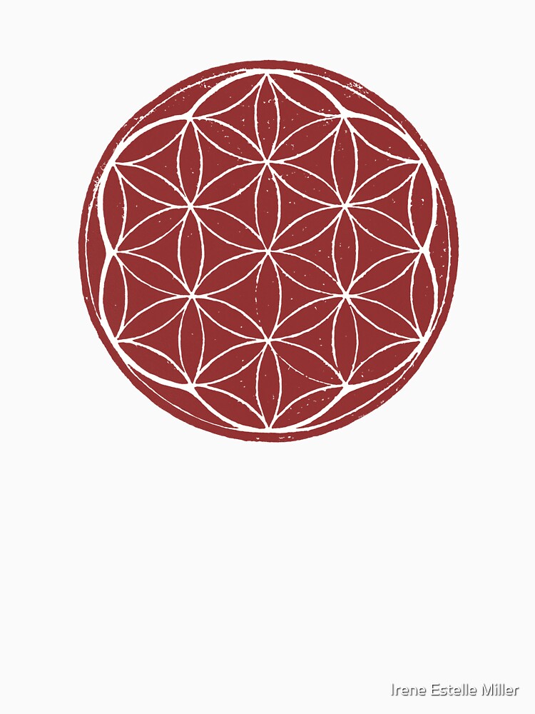 Flower of Life Linocut - Ruby + Snow by Irene Estelle