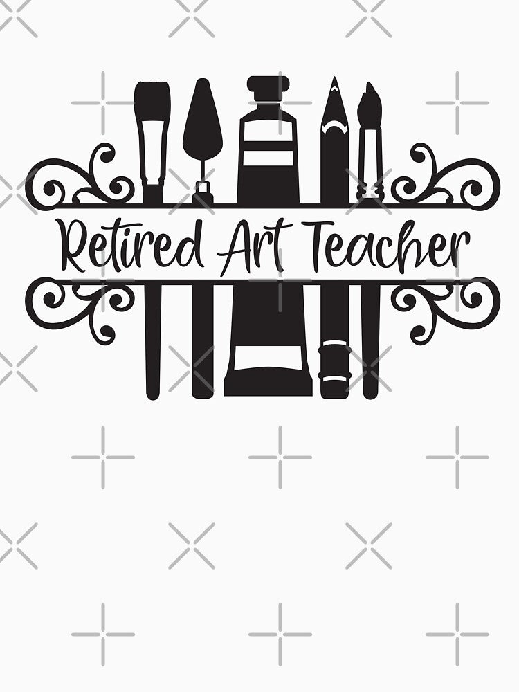 Retired Art Teacher - Art Supplies with Fancy Script Font by Sam Morrison