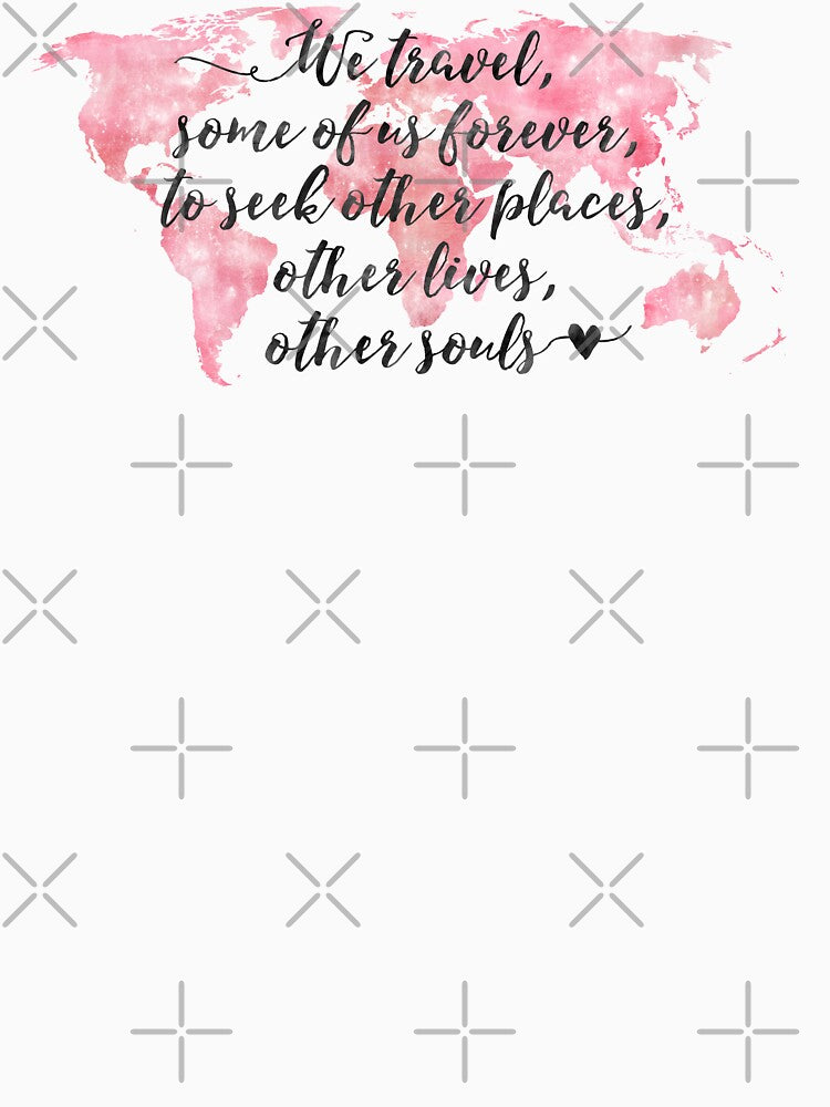 The Reason We Travel | Pink Watercolor World Map | Wanderlust by ABdigitaldesign