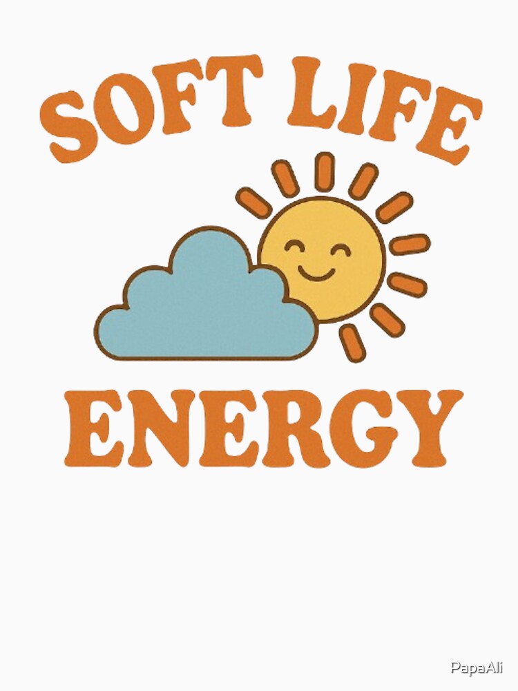 Soft Life Energy Aesthetic Retro Sun & Cloud Self-Care T-Shirt by PapaAli