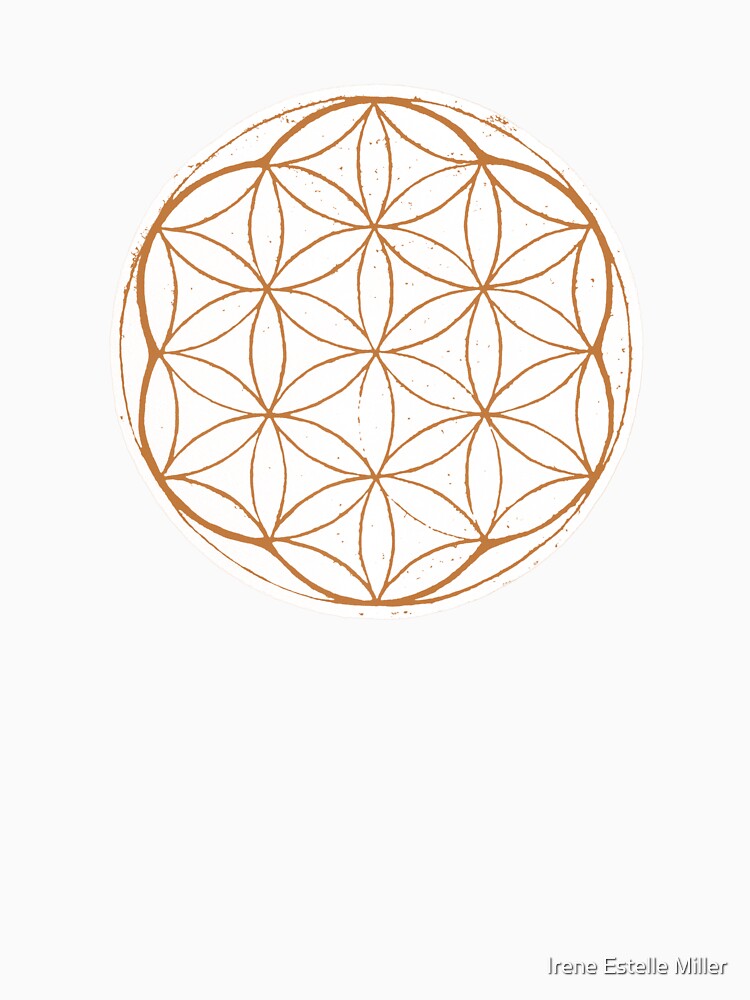 Flower of Life Linocut - Snow + Rust by Irene Estelle