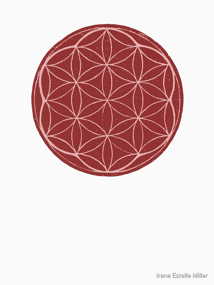 Flower of Life Linocut - Ruby + Rose by Irene Estelle