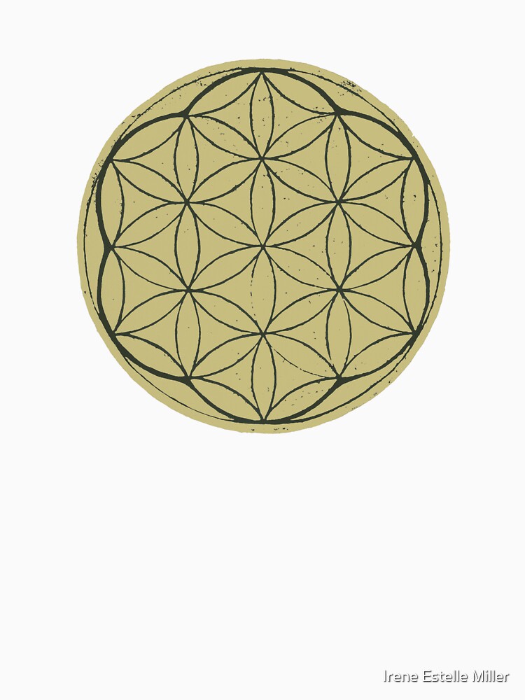 Flower of Life Linocut - Gold + Pine by Irene Estelle
