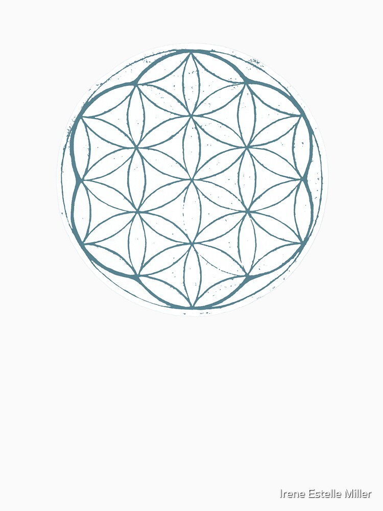 Flower of Life Linocut - Snow + Peacock by Irene Estelle