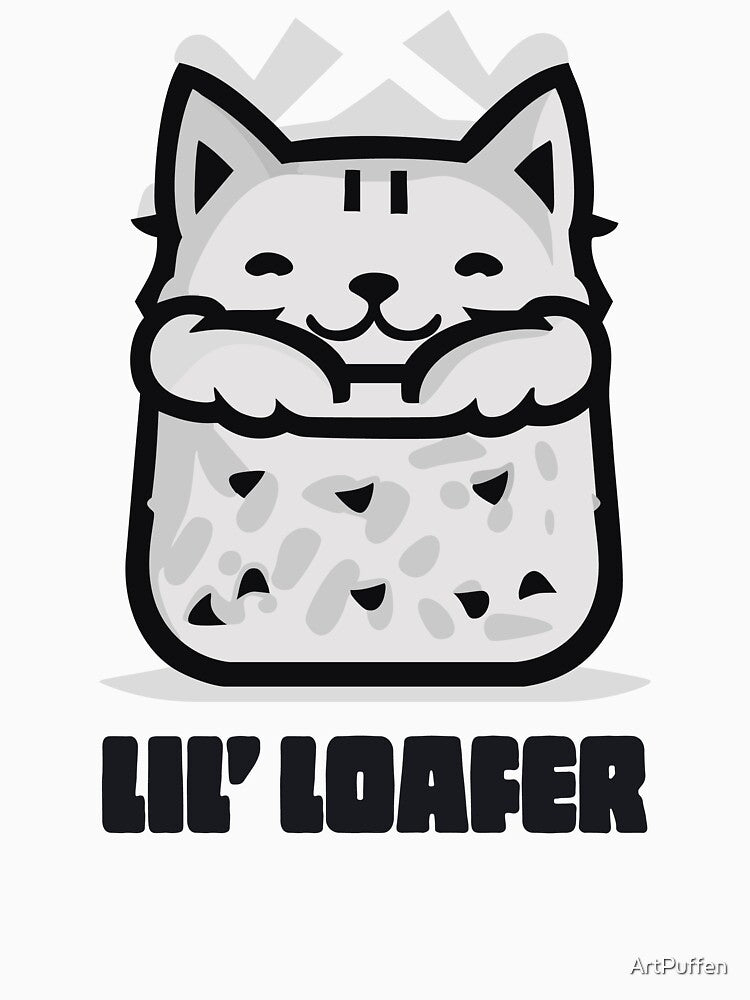 Lil Loafer Cat Loaf of Bread Black and White by ArtPuffen