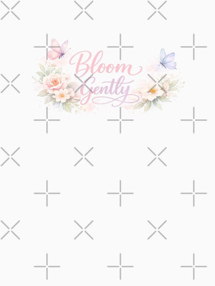 Bloom Gently – Soft Watercolor Floral Inspirational Quote by Nusha Creations