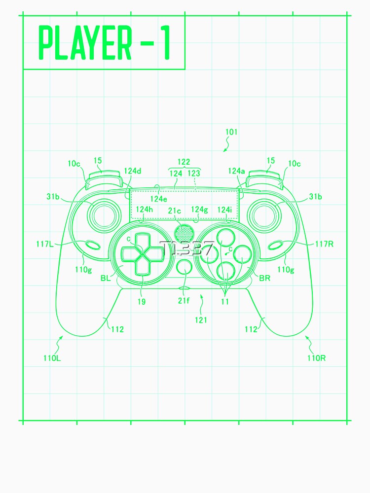Green Controller Blueprint l Arcade Blueprint l Retro Gamer | Classic Gamer | Retro Gaming | Arcade Gaming | 16 Bit | 8 Bit | I love video games l Old School Gamer l Atar by T1337